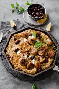 Greek Meatballs with Lemon Orzo