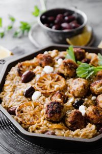 Greek Meatballs with Lemon Orzo